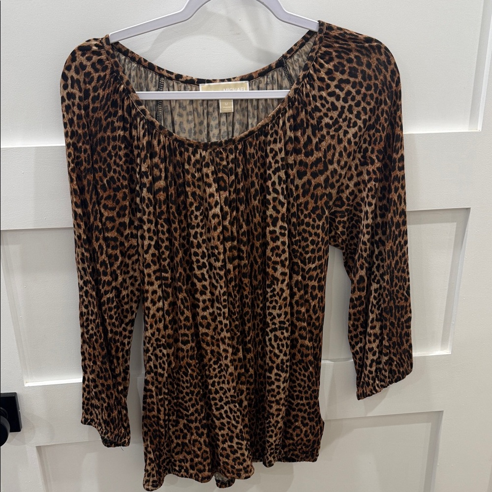 Michael Kors Brown Leopard Print Blouse
